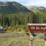 Oh Be Joyful Project - picture of a field backdropped by pine trees and mountains
